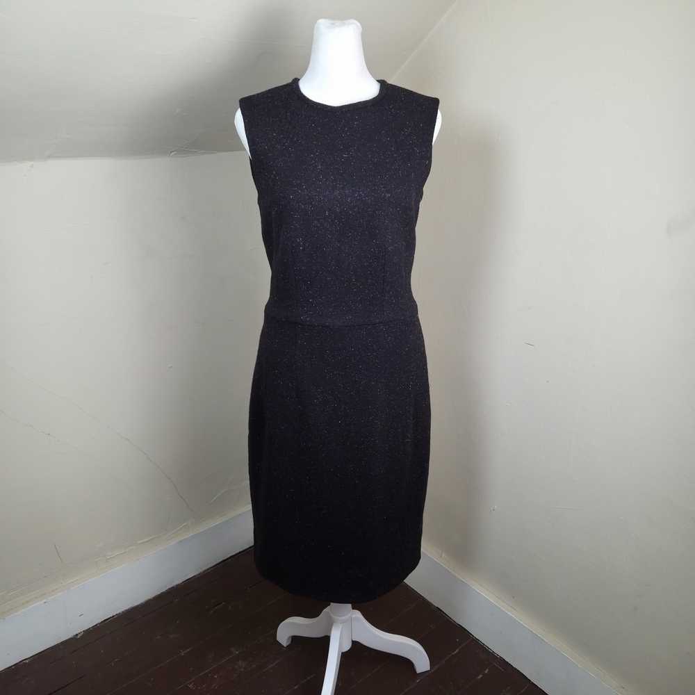 Oscar De La Renta F15 Black with Color Spots Knee-Length Sheath Dress sz 4
